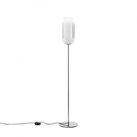 Artemide Gople Floor Lamp LED Dimmable E27 In Glass And Aluminum