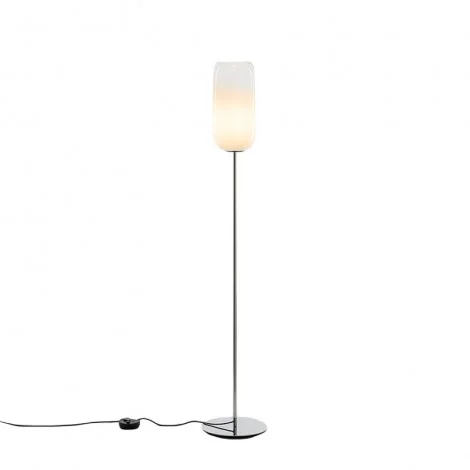 Artemide Gople Floor Lamp LED Dimmable E27 In Glass And Aluminum