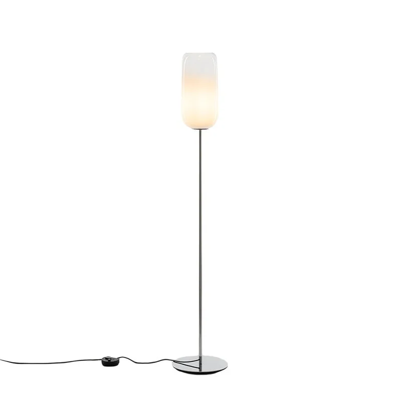 Artemide Gople Floor Lamp LED Dimmable E27 In Glass And Aluminum