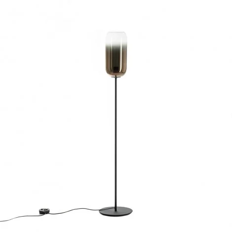 Artemide Gople Floor Lamp LED Dimmable E27 In Glass And Aluminum