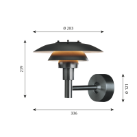 Louis Poulsen PH 3-2½ Wall Outdoor Lamp In Balck Stainless