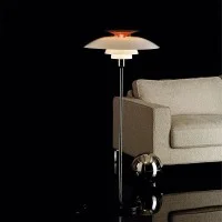 Louis Poulsen PH 80 Glass Floor Lamp Opal White With Red Louis Poulsen PH 80 Glass Floor Lamp Opal White With Red