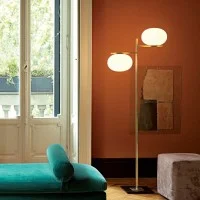 Oluce Alba 383 Lampada Da Terra Dimmerabile Doppia A Luce