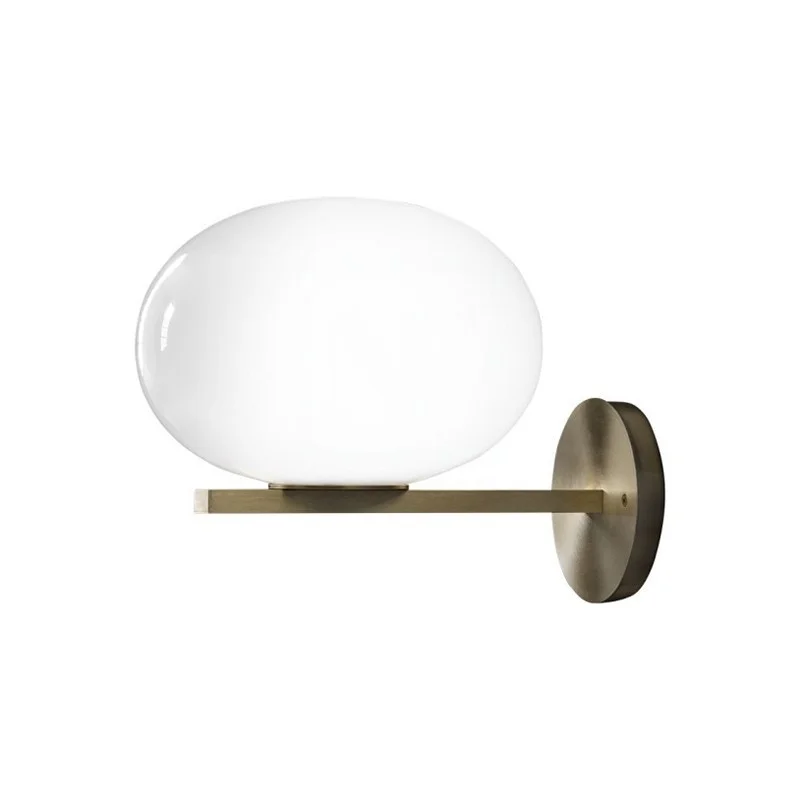 Oluce Alba 176 Wall Lamp With Diffused Light In Opaline Blown Oluce Alba 176 Wall Lamp With Diffused Light In Opaline Blown