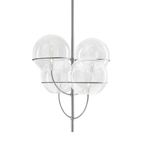Oluce Lyndon Suspension Lamp With Metal Structure Globes In