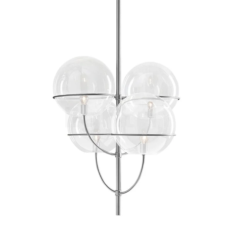Oluce Lyndon Suspension Lamp With Metal Structure Globes In Oluce Lyndon Suspension Lamp With Metal Structure Globes In