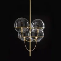 Oluce Lyndon Suspension Lamp With Metal Structure Globes In