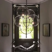 Oluce Lyndon Suspension Lamp With Metal Structure Globes In