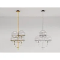 Oluce Lyndon Suspension Lamp With Metal Structure Globes In