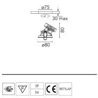 Flos Kap 80 LED 9.2W Wall Washer Tondo Faretto Incasso Soffitto