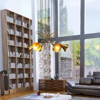 Mantra Jazz Suspension Lamp Trumpet Shape In Polished Gold