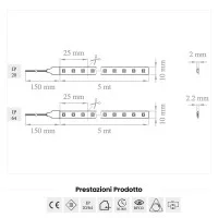 Lampo Strip Striscia LED 3528 240led/m 24V 19.2W/mt Bobina 5