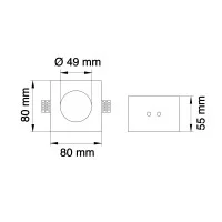 Lampo Faretto H55 GU10 Da Incasso a Soffitto In Gesso Quadrato