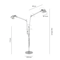 Artemide Tolomeo Floor Doppia Alluminio Lampada da Terra a Due