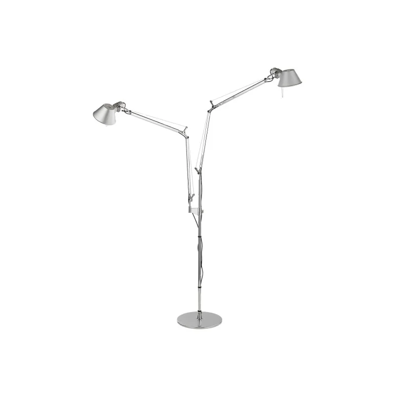 Artemide Tolomeo Floor Double Aluminum Lamp with Two Adjustable Artemide Tolomeo Floor Double Aluminum Lamp with Two Adjustable