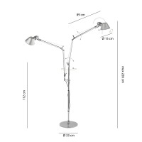 Artemide Tolomeo Floor Double White Lamp with Two Adjustable
