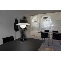 Louis Poulsen PH 4½-3½ Glass Table Chrome Lamp with Diffused