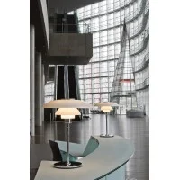 Louis Poulsen PH 4½-3½ Glass Table Chrome Lamp with Diffused