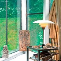 Louis Poulsen PH 4½-3½ Glass Table Chrome Lamp with Diffused