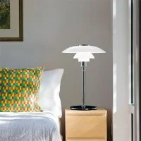 Louis Poulsen PH 4½-3½ Glass Table Chrome Lamp with Diffused