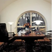 Louis Poulsen PH 4½-3½ Glass Table Chrome Lamp with Diffused