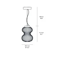 Fontana Arte Kanji Suspension Dimmable LED Lamp with Direct and