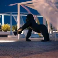 Qeeboo Kong Gorilla LED Floor Lamp with Directional Arm for