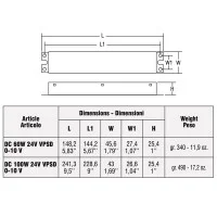 TCI Alimentatore DC per LED VPSD in Corrente Continua 100W 24V