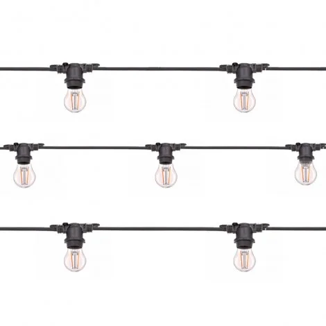 Catenaria Luminosa Cordoniera Nera 11 Lampadine LED E27 12,5