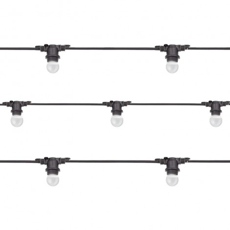 Lampo Black String Light 11 opal LED bulbs E27 12.5 meter IP65