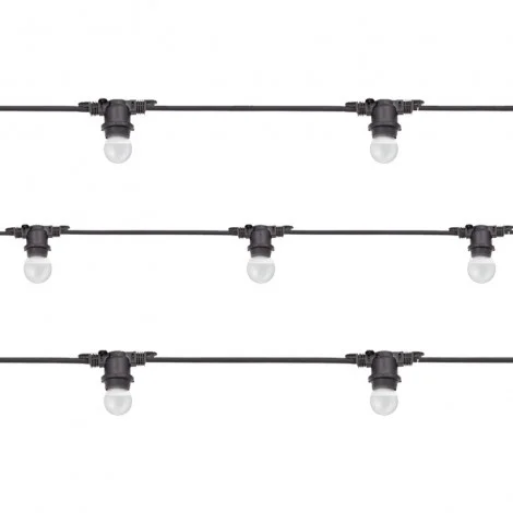 Lampo Black String Light 11 opal LED bulbs E27 12.5 meter IP65