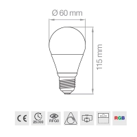 Lampo Bulb LED A60 DROP RGBW + 4000K E27 9W 230V With Infrared