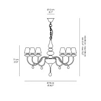 Ideal Lux Blanche SP6 Suspension Chandelier with 6 Lights for