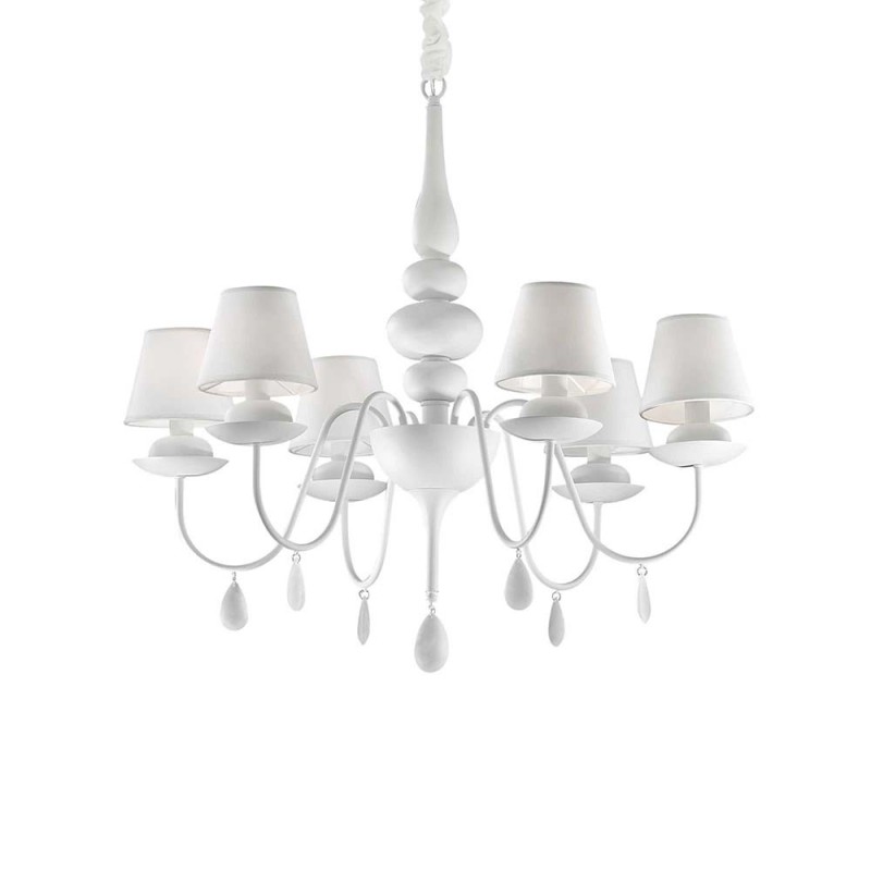 Ideal Lux Blanche SP6 Suspension Chandelier with 6 Lights for