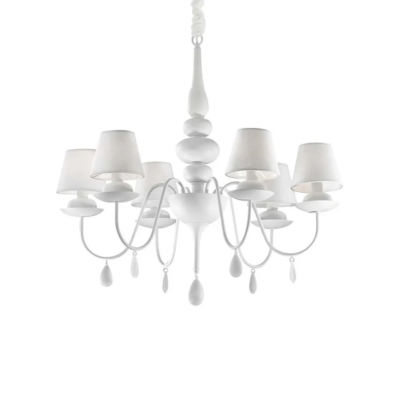 Ideal Lux Blanche SP6 Suspension Chandelier with 6 Lights for