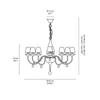 Ideal Lux Blanche SP8 Lampadario da Sospensione a 8 Luci da