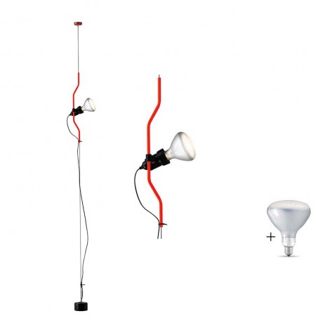 Flos Parentesi Lampada Sospensione Rosso LAMPADINA LED INCLUSA