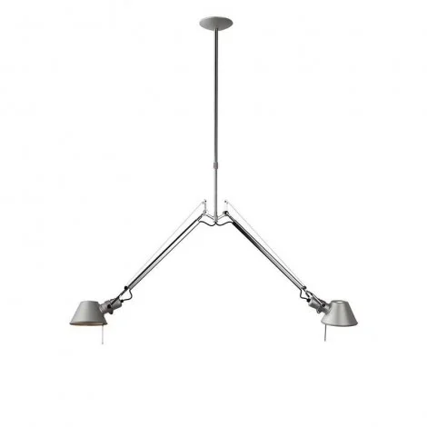 Artemide Tolomeo Suspension Two Arms Aluminum Color By Michele