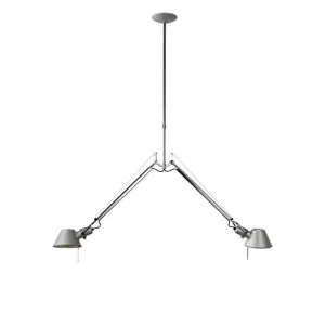 Artemide Tolomeo Suspension Two Arms Aluminum Color By Michele