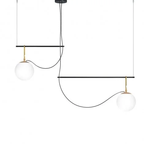 Artemide Nh S3 2 Arms Multiple Pendant Lamp Glass And Brass