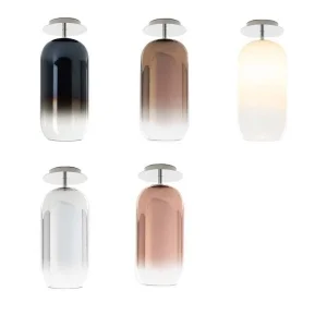 Artemide Gople Ceiling Lamp LED Dimmable In Glass And Aluminum