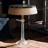 Flos Bon Jour LED Table Lamp Top Chrome Soft Fabric Crown Flos Bon Jour LED Table Lamp Top Chrome Soft Fabric Crown