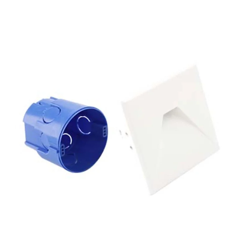 Lampo Segnapasso TRICOLOR a LED 3W con Flangia Bianca Quadrata Lampo Segnapasso TRICOLOR a LED 3W con Flangia Bianca Quadrata