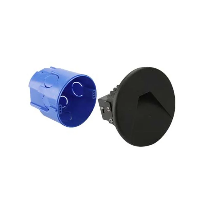 Lampo Segnapasso TRICOLOR a LED 3W con Flangia Nera Tonda a Lampo Segnapasso TRICOLOR a LED 3W con Flangia Nera Tonda a