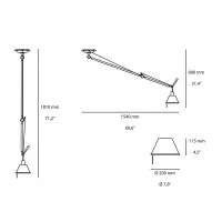 Artemide Tolomeo Off Center Suspension Lamp with Aluminum