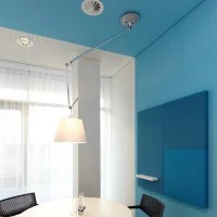 Artemide Tolomeo Off Center Suspension Lamp with Parchment
