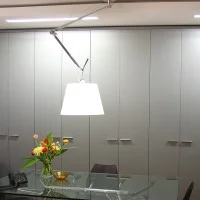 Artemide Tolomeo Off Center Suspension Lamp with Parchment