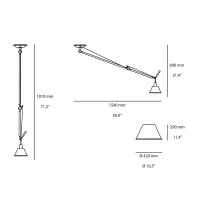Artemide Tolomeo Off Center Suspension Lamp with Satin Diffuser