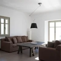 Artemide Tolomeo Off Center Suspension Lamp with Black Diffuser