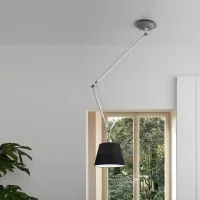 Artemide Tolomeo Off Center Suspension Lamp with Black Diffuser